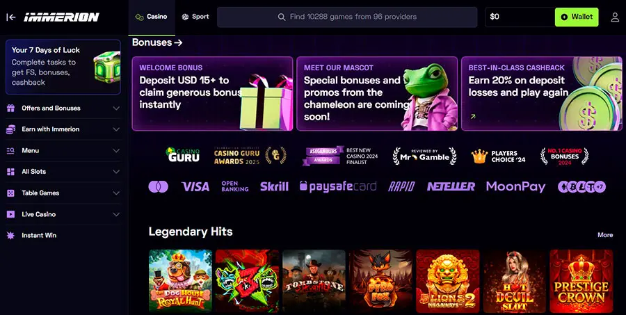 Recensione del sito di Immerion Casino